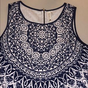 Pink Owl Navy and White Sleeveless Dress Size L